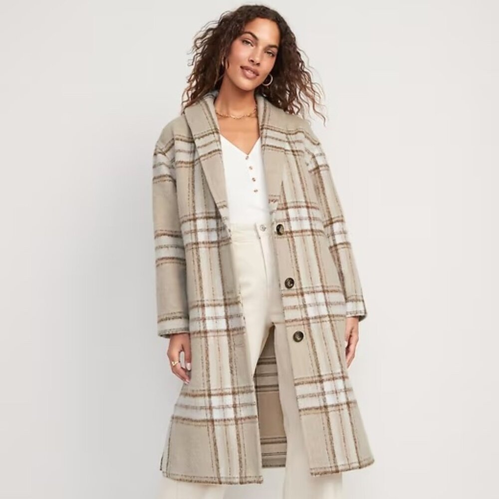 Relaxed Plaid Soft Brushed Overcoat